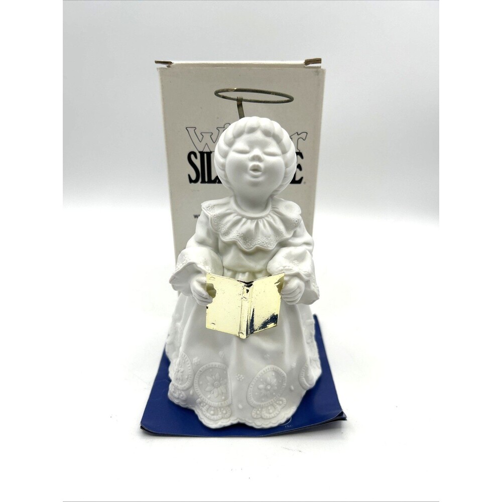 VTG Dept 56 Winter Silhouette Caroling Angel Figurine 6770-9 Brass Halo Book BOX